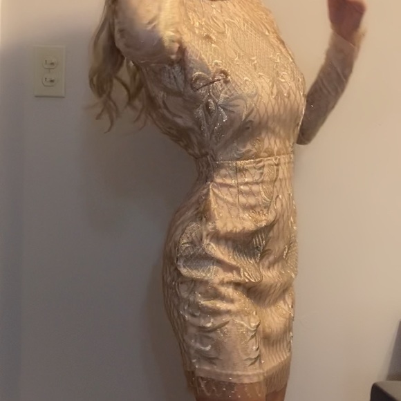 Neck Long Sleeve Backless Sequin Bodycon dress - Picture 9 of 10